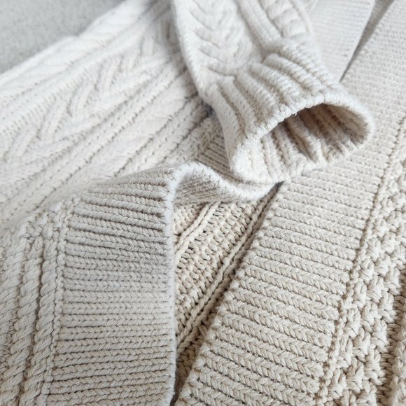 L.L. Bean Hooded Cable Knit Fisherman's Cardigan Sweater - Picture 5 of 8